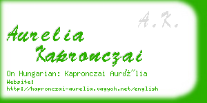 aurelia kapronczai business card
